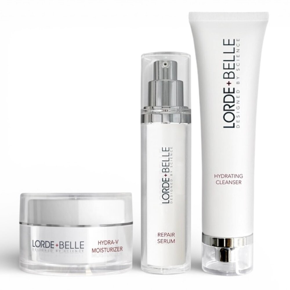 Lorde+Belle Regimen—Hydrating Cleanser + Repair Serum + HydraV HA3 Moisturizer
